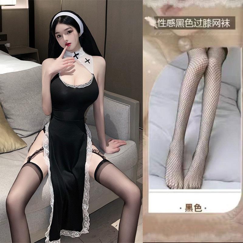 Sexy lingerie sexy cosplay nun uniform cosplay game dress hollow skirt