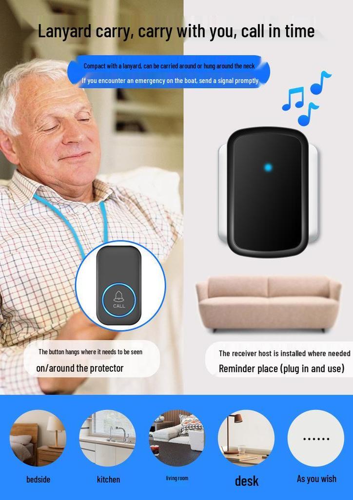 Senior Wireless Emergency Call Button for Bedside Use