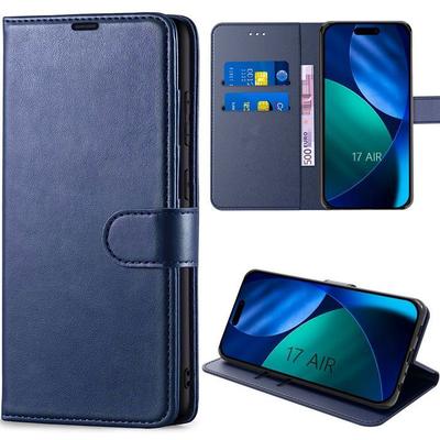 Case for iPhone Air - BOOLING - Flip Case Anti-Scratch Shockproof Synthetic Leather - Navy Blue