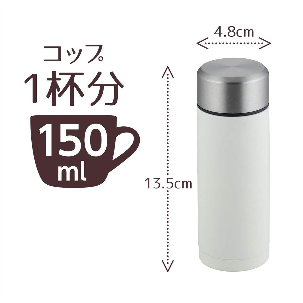 Wahei Fraise Mini Screw Petit Bottle Pocket-Sized Mug, 150ml, Ivory, Cap, Portable, One-Cup Capacity, RH-1520