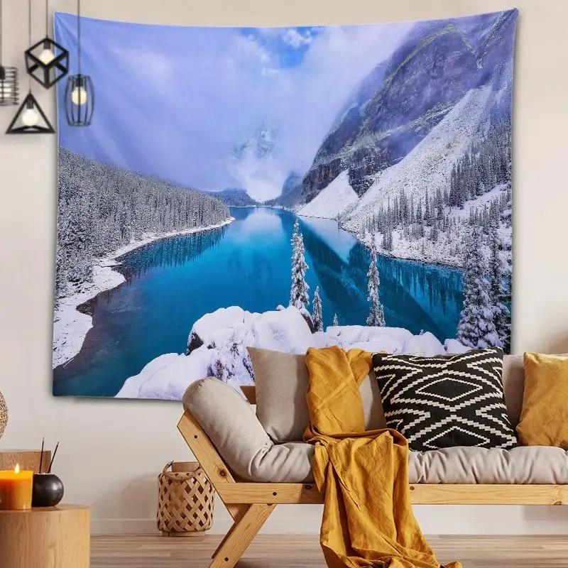 

Гобелен для гостиной в офисе Красивый ледяной и снежный мир дерева подвесная ткань украшение на стену дома гобелен 100x75cm