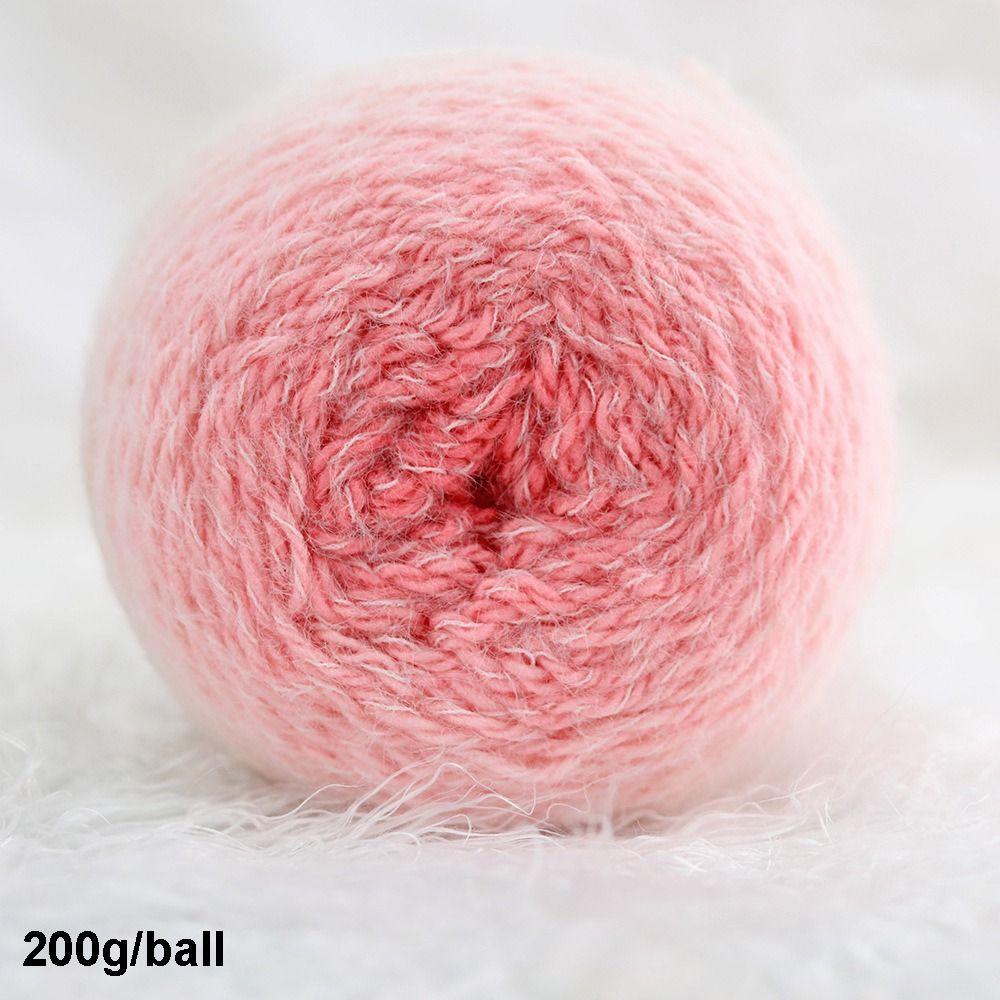 200g/ Roll Durable Gradient Color Wool Yarn Multicolor Handmade Long Velvet Yarn DIY Soft Knitting Yarn for Blanket Scarf