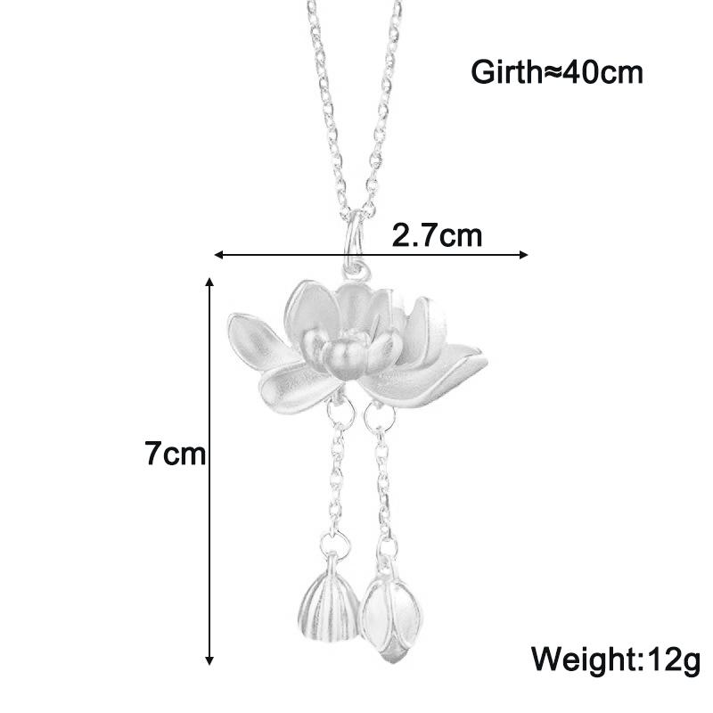 Silber Lotus Anhänger Halsketten für Damen Silberkette Einfaches Design Böhmische Halsketten Minimalistischer Schmuck