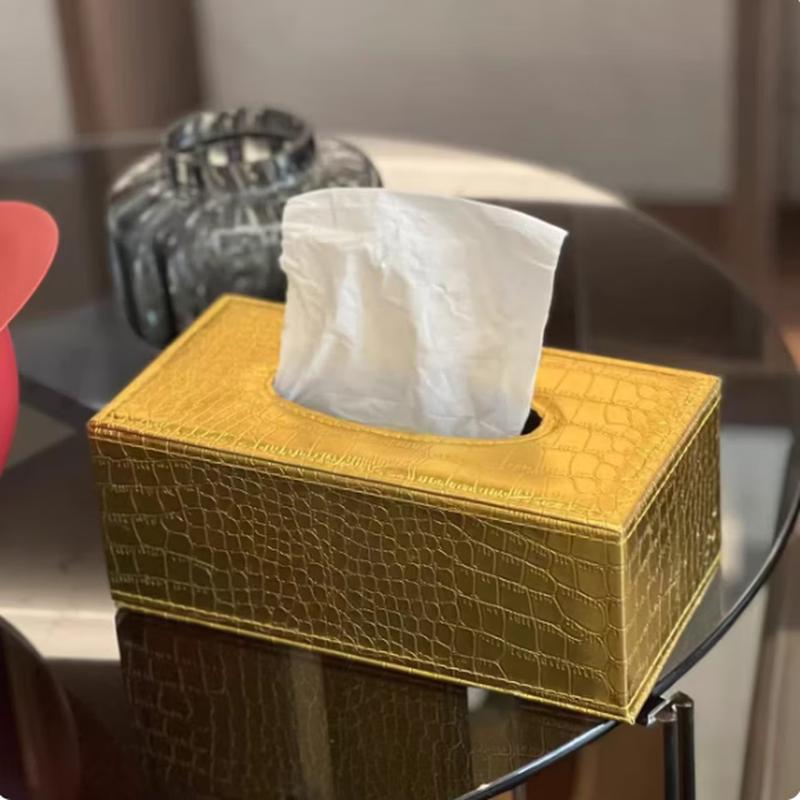Elegant Crocodile Pattern Leather Tissue Box