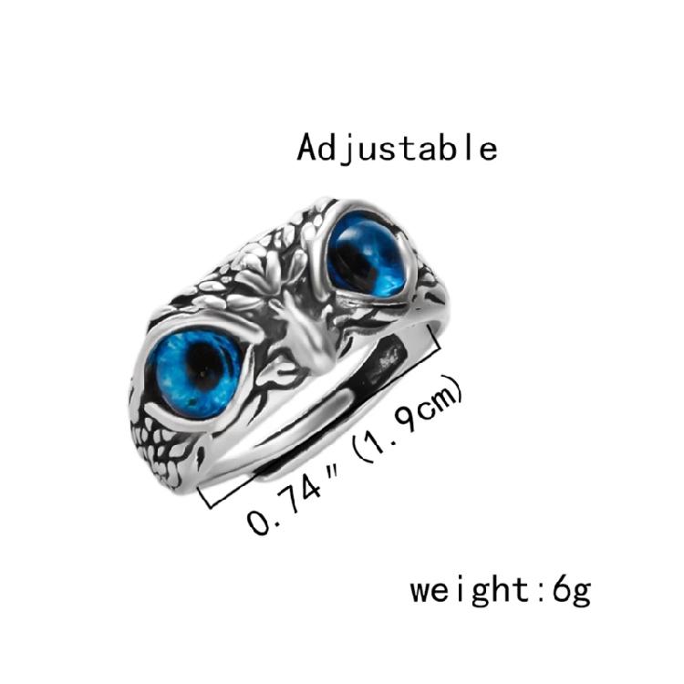 Fashion Vintage Cute Eyes Owl Ring For Men Women Open Rings Silver Color
