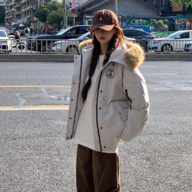 Hooded Parka Coat Men Oversized Raccoon Fur Collar Thick Warm Winter Cargo Jacket Trendy Streetwear