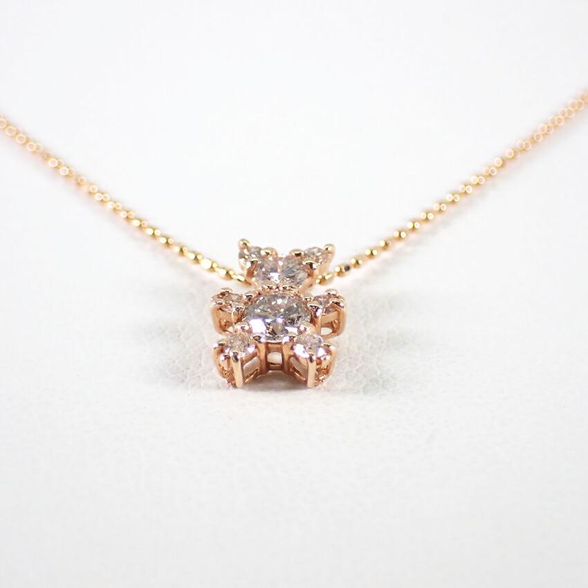 [Used] K14PG Diamond/0.34ct Necklace/Pendant/g512-35