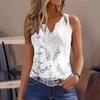 IHUASU Women's Fashion Casual Summer Solid Color Print Sleeveless V-Neck Blouses & Shirts