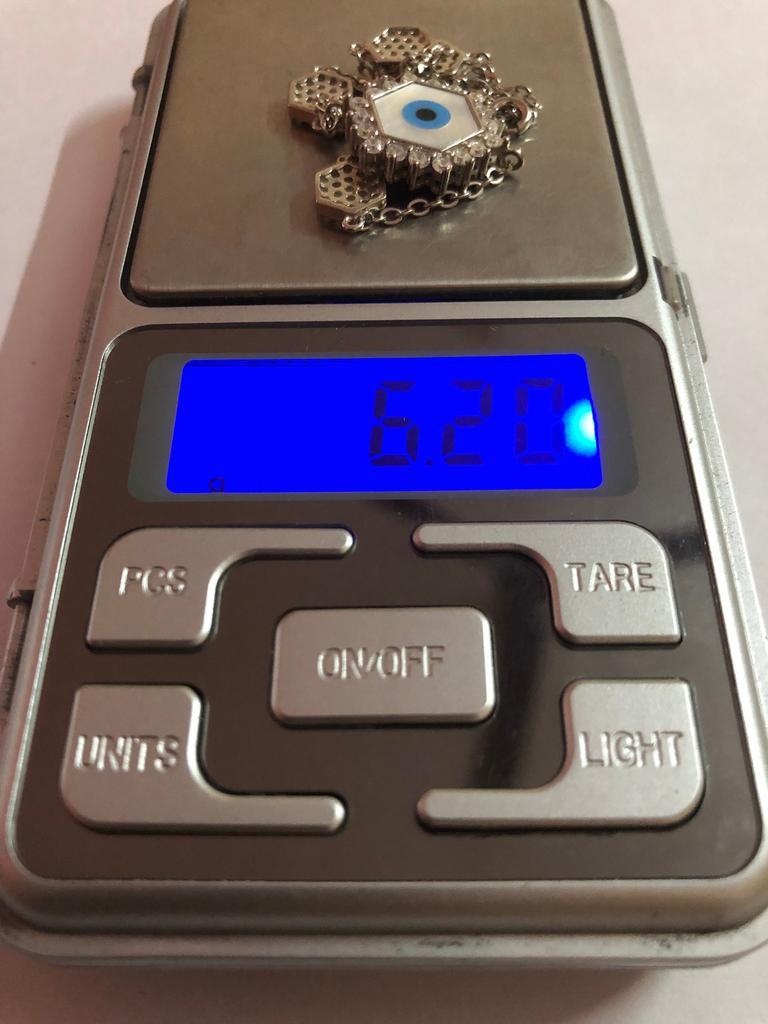 Artisan Crafted 925 Silver Evil Eye Protection Bracelet, Amulet Nazariya, Mother of Pearl Jewelry, Handmade, Handcrafted 7" + 1" ext, 6.2 gm