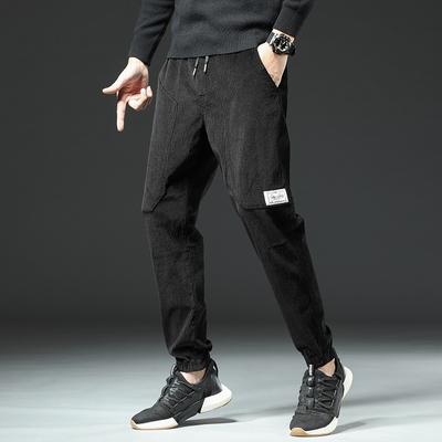 Corduroy Spring and Autumn Loose Casual Pants Men's Big Pocket Trendy Brand Lace Up Harun Pants Comfortable Men's Pants