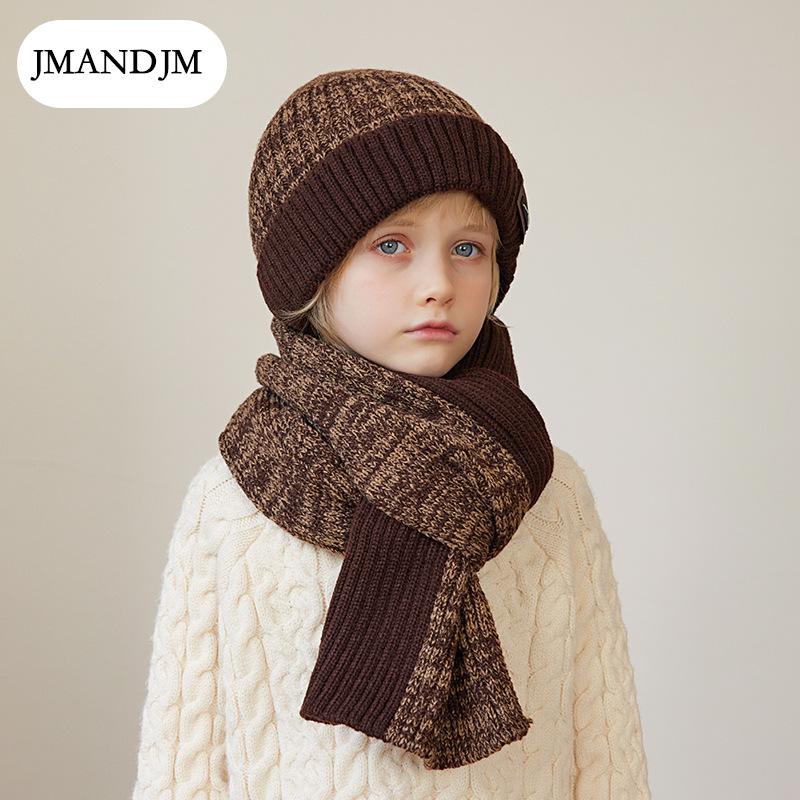 Children's Hat Scarf Gloves Three-piece Winter Boys Outdoor Warm Fleece Knitted Wool Hat