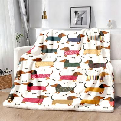 1 stuks Teckel-Thema Zachte Flanellen Deken Gezellig Cartoon Hond Ontwerp, Perfect voor Dutjes, Kamperen & Huisdecoratie Ideaal Cadeau voor Huisdierliefhebbers (Meerdere maten