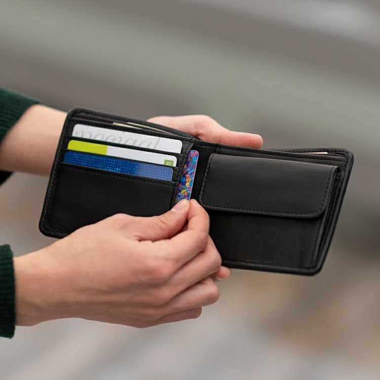 Bifold Wallet Made by Official Baseball Glove Manufacturer Genuine Leather Bifold Wallet Large Capacity Wallet with Coin Purse Wallet DPC802 Black