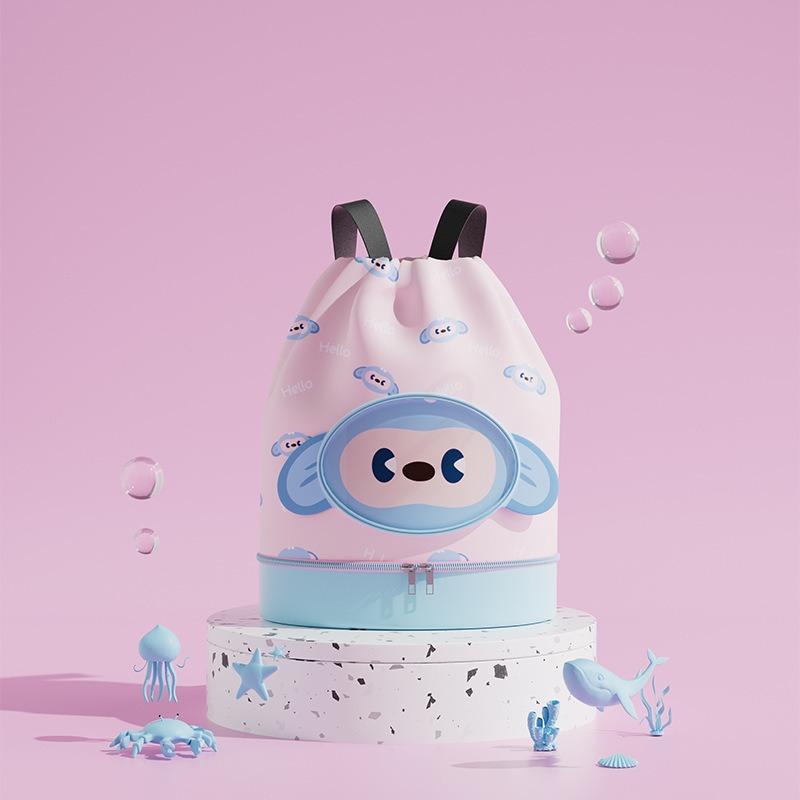 Summer cartoon children dry and wet separation bag straps shoe compartment swimsuit storage bag travel bag beach bag shoulder swimming bag