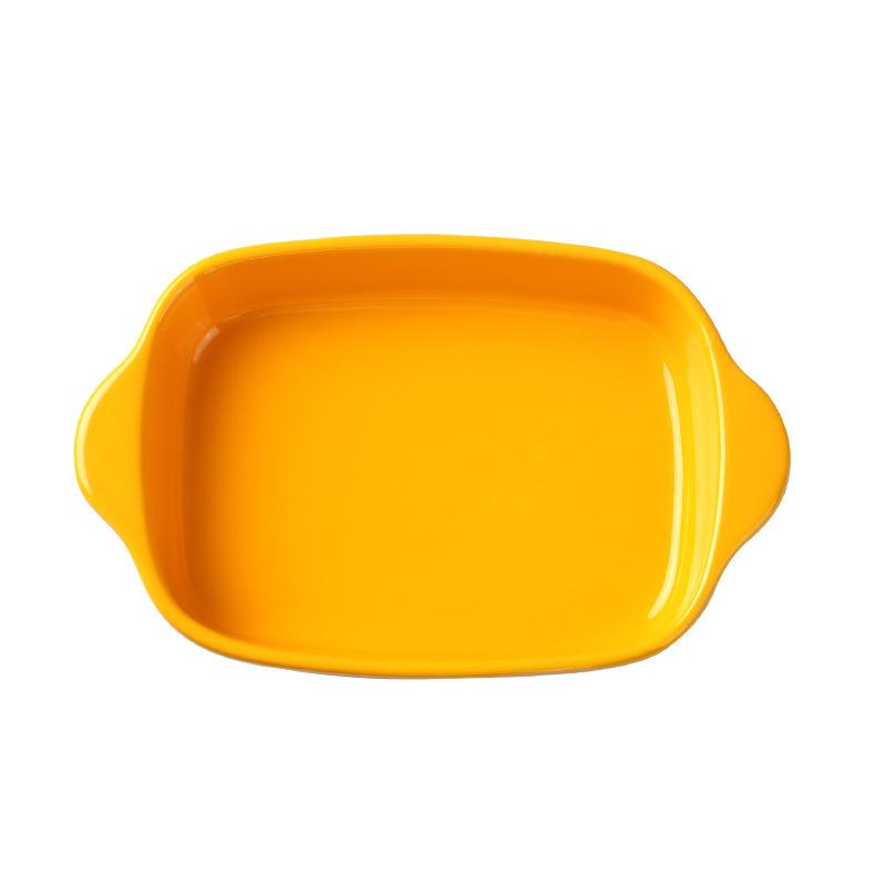 Cheese Baked Rice Plate Creative Ceramic Baking Pan Baking Binaural Plate Vegetable Plate Microwave Oven Cutlery Household Baking Bowl