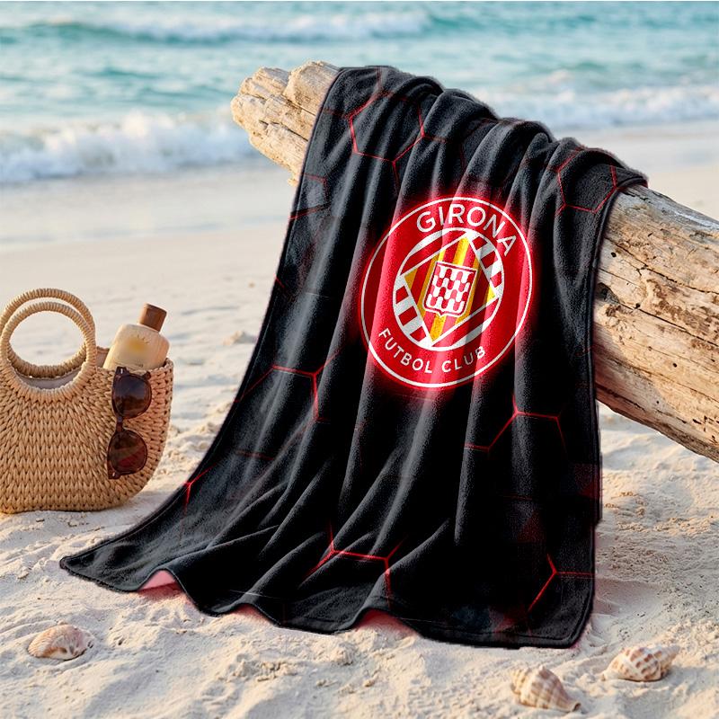 Girona FC Print Microfiber Beach Towel Quick Dry Absorbent Large Towel For Beach Swimming Travel