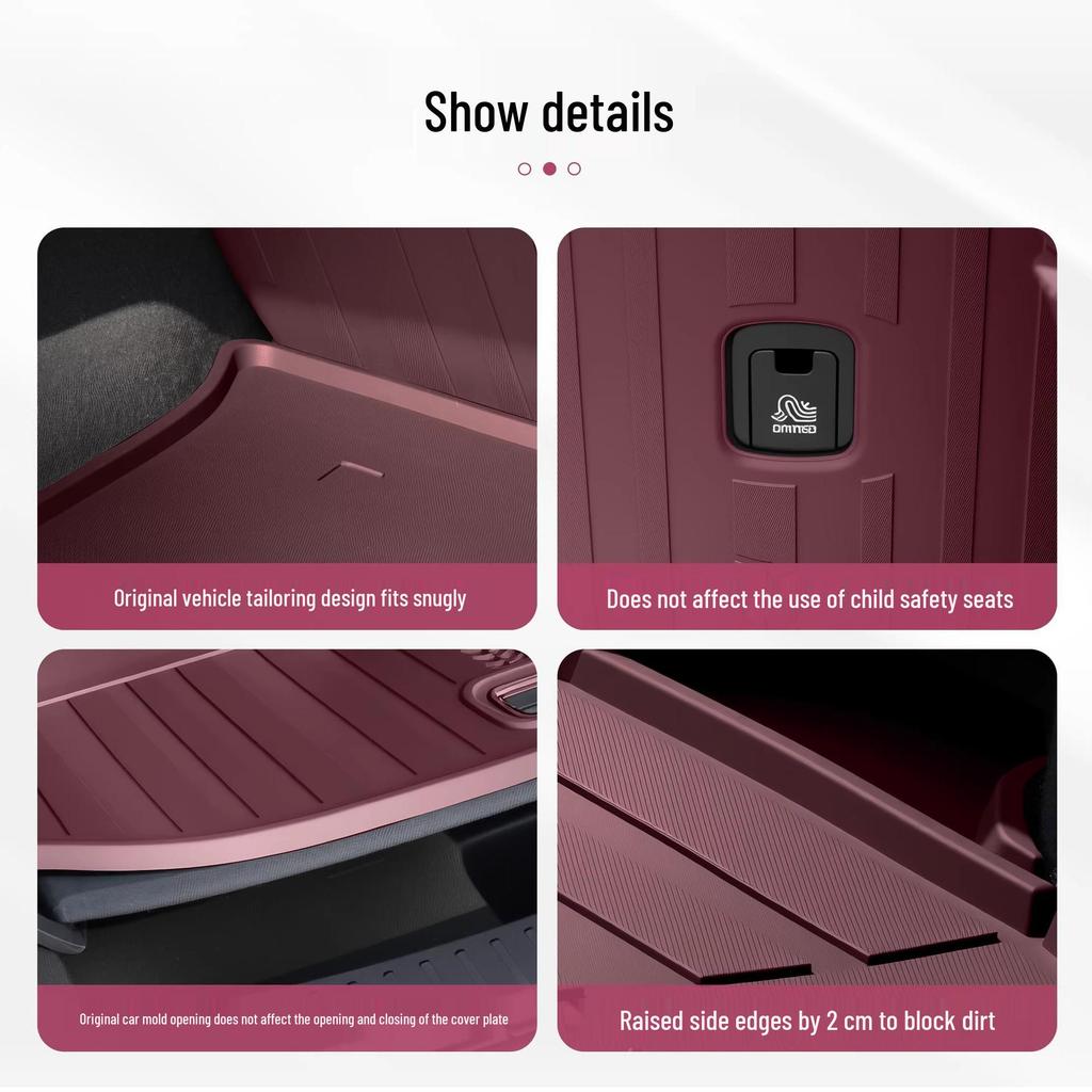 Compatible with Xiaomi YU7 TPE Trunk Mat: Dirt-Resistant Rear Floor Mats & Backrest Pad Interior Accessory