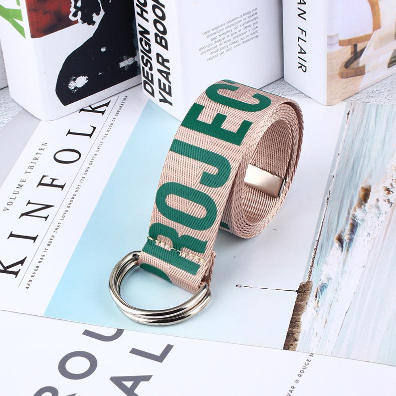 

Ladies Belt, Nylon Woven Decorative Belt, Student Letter Canvas Belt зелений