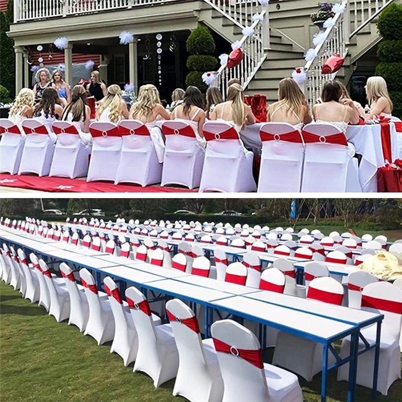 M-Modern-50PCS Elastic Chair Knot Wedding Decoration Buckle Sashes Back Cover Hotel Home Seat Elegant Modern Ribbon Decors