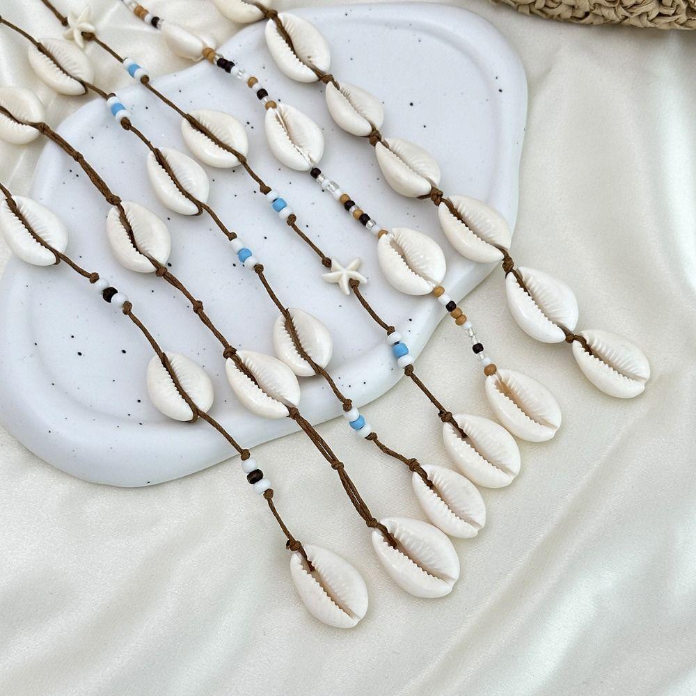 6 Styles Shell Pendant Hair Clip Handmade Beads Shell Beaded Hair Accessories  Women