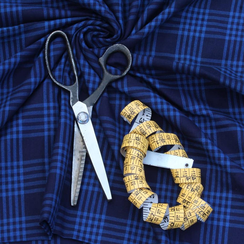 Bigreams Niezszyta przędza barwiona bawełniana Ciemnoniebieska indygo kratka na koszulę męską (Szerokość 58" ) Sprzedawane na metry