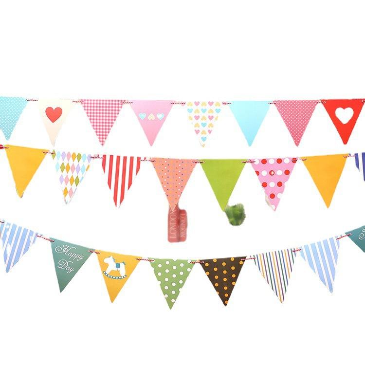 Children'S Day Birthday Party Decoration Pennant Love Polka Dot Birthday Flag Small Colorful Flag Customization