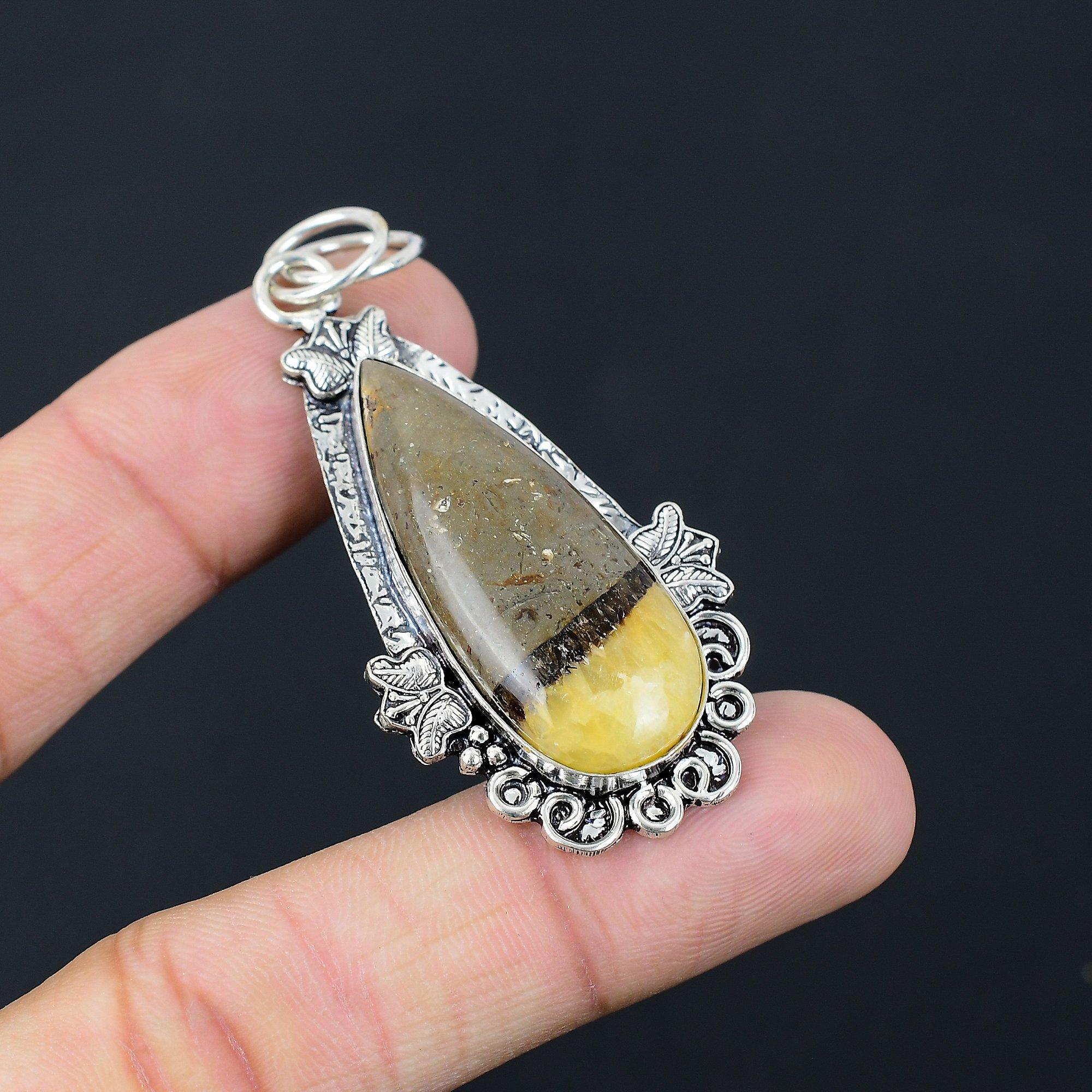 Natural Septarian Gemstone Pendant 925 Sterling Silver Indian Jewelry For Girls