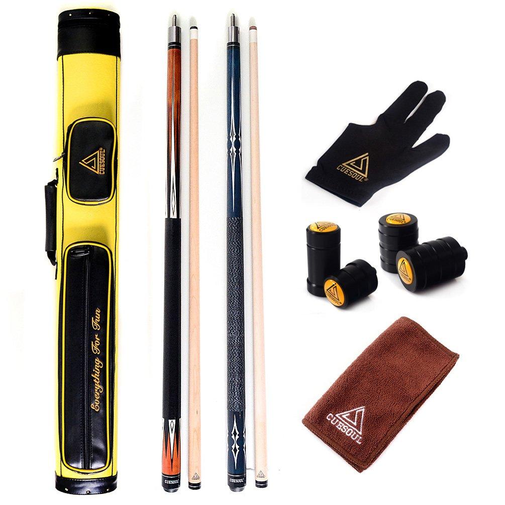 Black Scorpion CUESOUL 2x2 Hard Pool Cue Combo Set - Two Cue Sticks Packed in a Hard Pool Cue Case