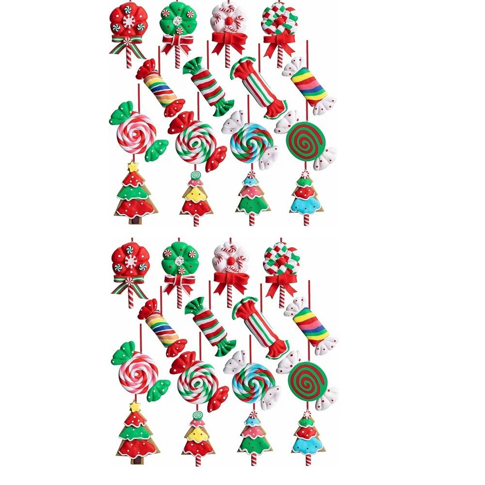 16/32pcs Wooden Mini Candy Cane Ornaments Tree Sweet Christmas Tree Decorations Colorful Hanging Ornaments Holiday Party