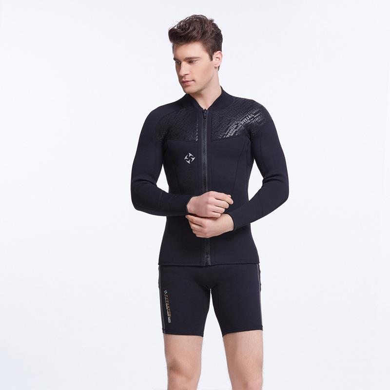 Men's 3MM Thick Cold-Proof Two-Piece Wetsuit for Winter Diving, Surfing, and Snorkeling