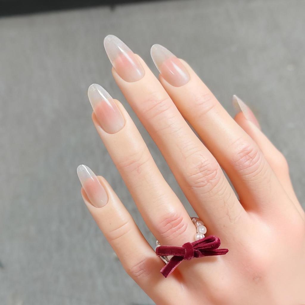 Nude Peach Pink Gradient Blush Medium-Long Press-On Nails - Xiaohongshu Favorite