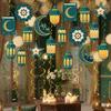 48 Pieces Spirals Party Decoration with Authentic Moon Star Designs Ramadans Accessories for Celebration and Gatherings
