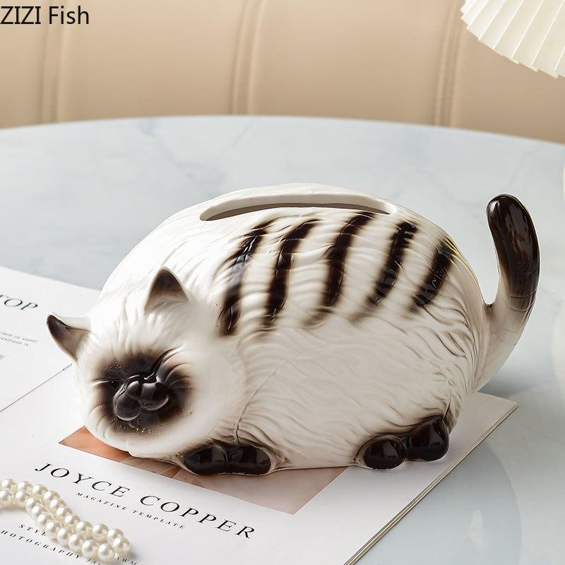 Lovely Cartoon Siamese Kitten Ceramic Tissue Box Coffee Table Desk Decoration Creative Tissue Box Bedside Table Paper Towel Case