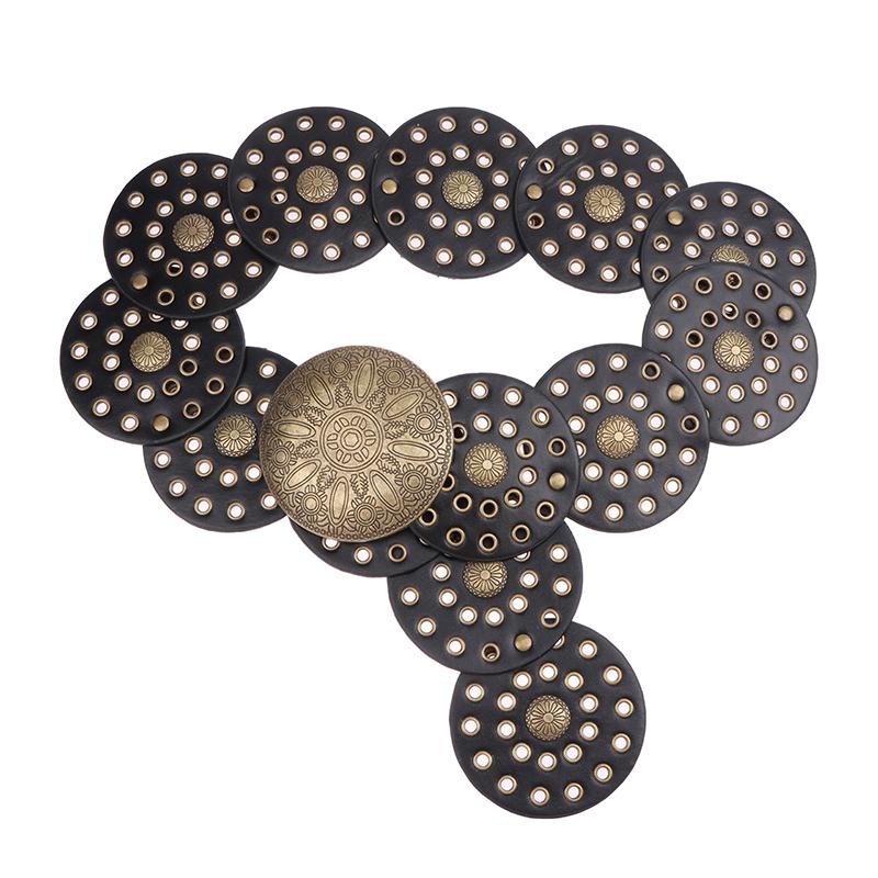 

Женский ремень из джинсовой ткани в стиле вестерн из высококачественной искусственной кожи, женские модные широкие пояса, винтажные персонализированные круглые ремни чёрный