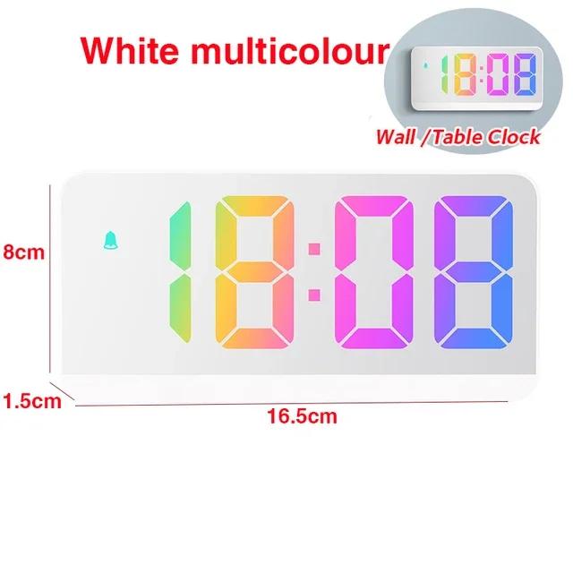 Electronic Wall Clock Temperature Date Table Clock Wall-mounted Dual Alarms Digital LED Clocks for Home Bedroom Voice Control