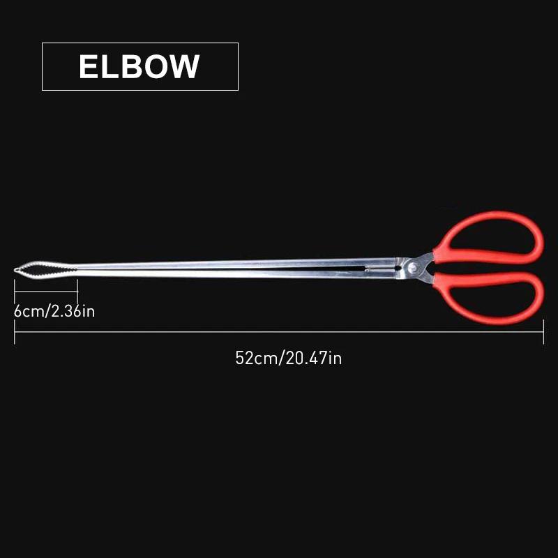 Multi-function Stainless Steel Tongs Red Handle Anti-slip Tooth Clamp of Outdoor Sea Crab Ricefield Eel Fishing Catch Tool