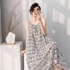 Suspender nightgown women's summer sexy long can wear cotton silk pajamas spring and autumn thin high-end loungewear