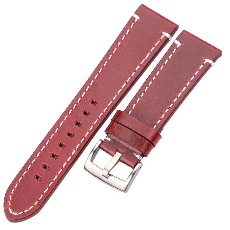 Watchband 18mm 20mm 22mm Genuine Leather Watch Strap Belt Manual Men Thick Brown Black Watchbands Buckle Watches Accessories