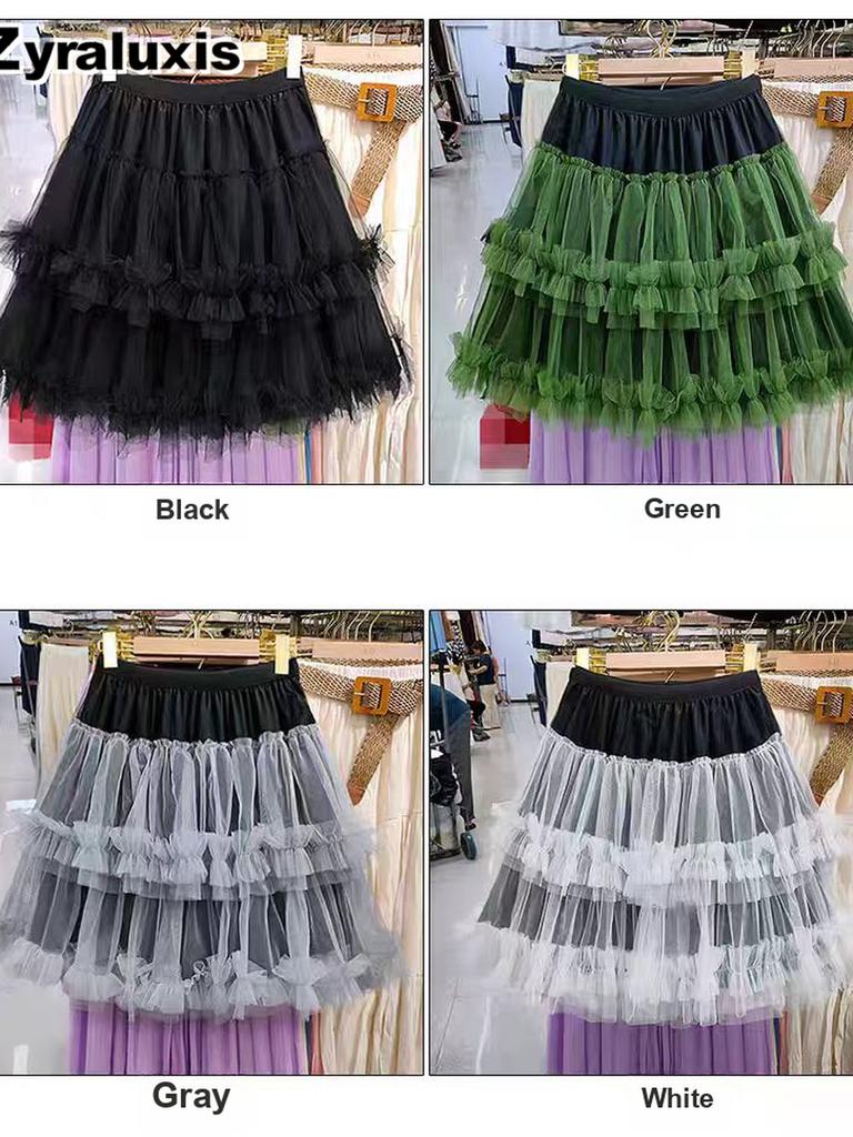 Neues Patchwork Colorblock Netzkleid für Mädchen, Fee Prinzessinnenkleid, Tüllkleid, INS Tanzperformance Halbkörper Kurzer Rock