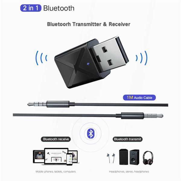 USB Bluetooth Transmitter Receiver 2 In 1 Wireless Audio Adapter