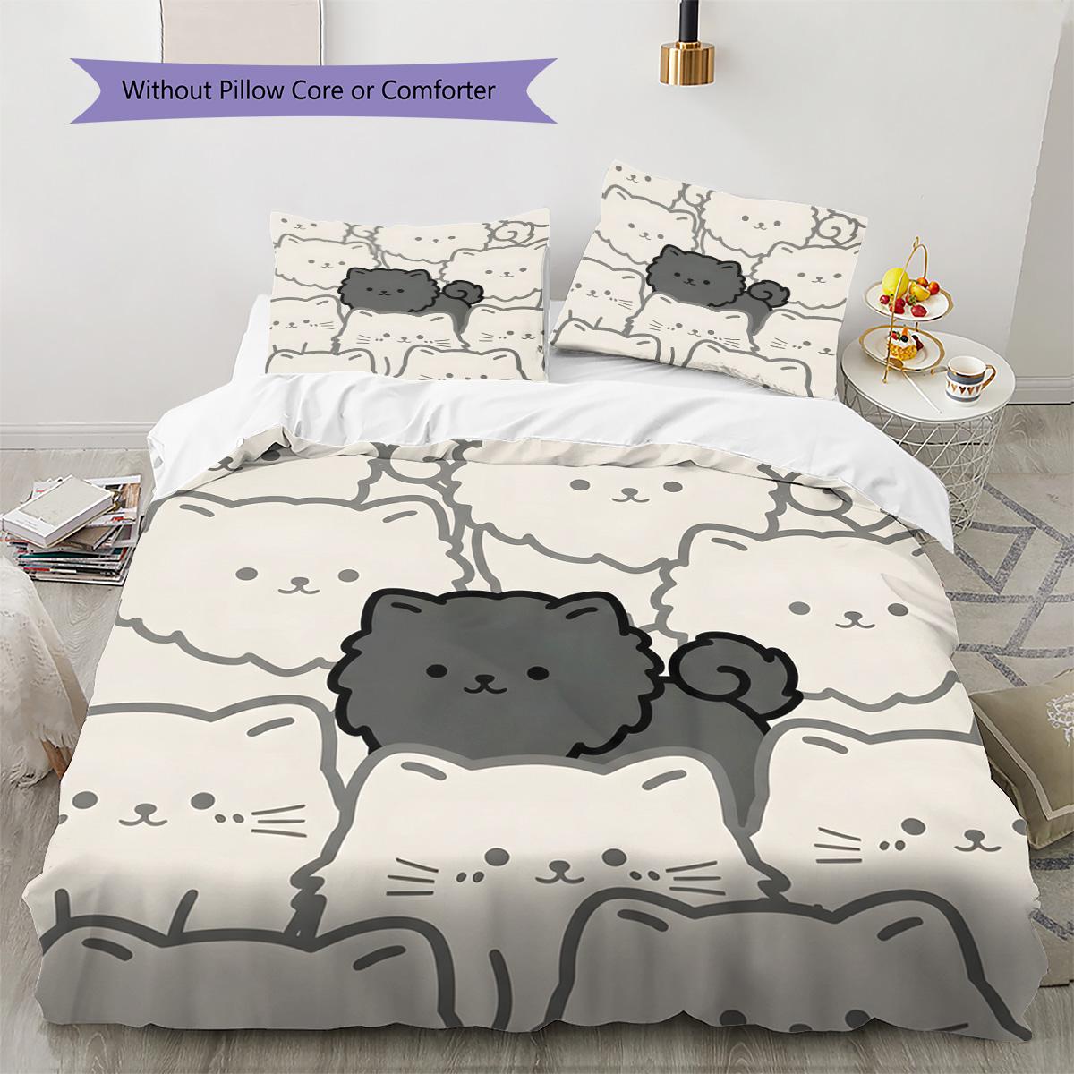 

chow Pattern Bedding Quilt Set Quilt Cover Pillowcase Home Decoration Birthday Gift (1 * duvet cover + 2 * pillowcase, without core) 135x200cm