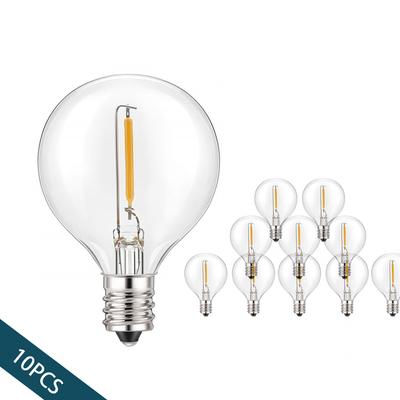 10pcs G40 Replacement Light Bulbs E12 110V 220V 1W Plastic Globe Bulbs String Light Indoor Outdoor Patio Home Garden Decor Warm White