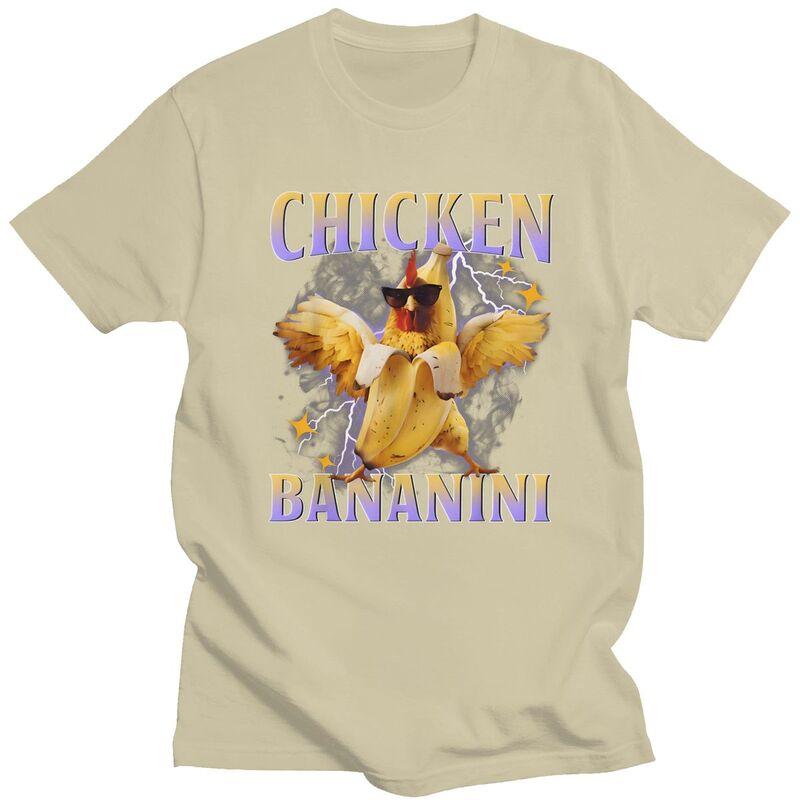 Male Chicken Bananini Italian Brainrot Meme T Shirt Short Sleeve 100 Cotton TShirt Novelty Loose Oversized Streetwear Clothing
