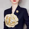 Camellia Brooch: Zircon-Inlaid Luxury Lapel Pin for Women