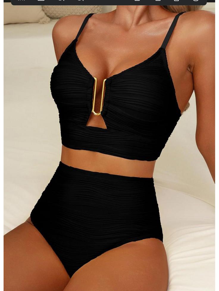 

2025 Бикини с высокой талией однотонное - Сексуальный европейский/американский стиль S