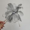 Korean Antique Chiffon Flower Pearl Tassel Hair Stick U-Shaped Hair Clip Temperament Chinese Style Hairpin For Women Headwear