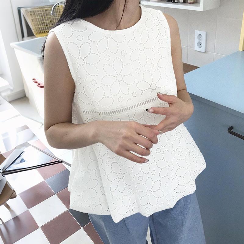 ZANZEA Women Casual Embroidery Lace Patchwork Summer Sleeveless Tank Tops