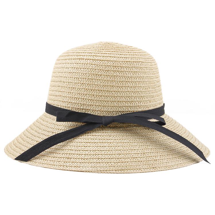 Korean Style Women's Wide Brim Straw Sun Hat - Spring/Summer Beach Protection