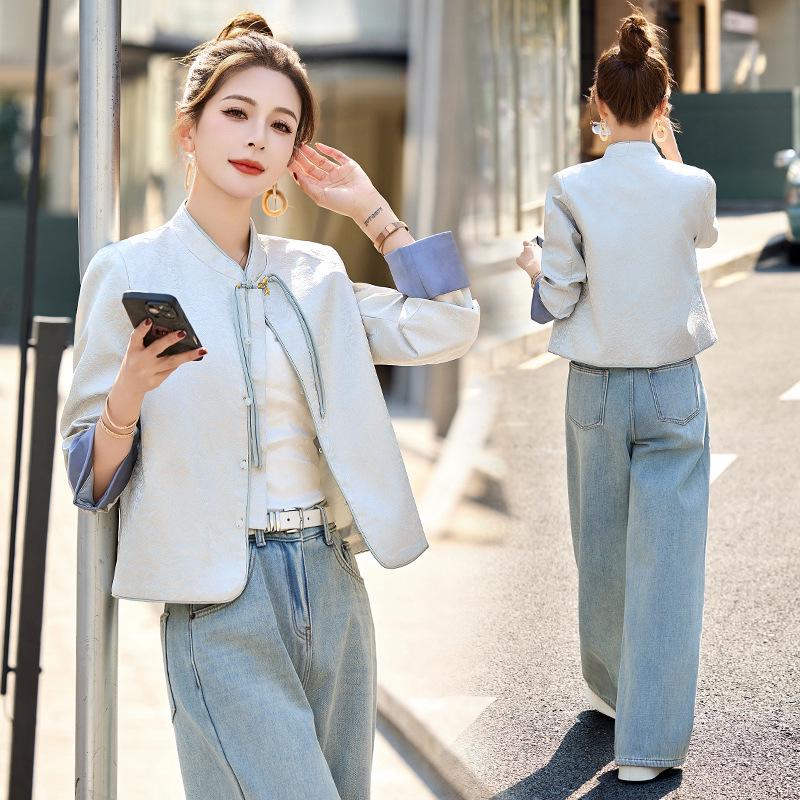 

Женская жаккардовая куртка с круглым вырезом 2025 - RX9199 L 120-130 jin