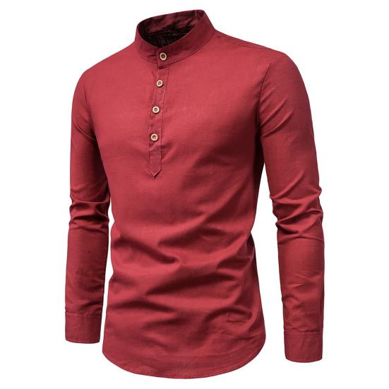 Business Shirt Anti-wrinkle Stand Collar Slim Formal Breathable Autumn Top for Work